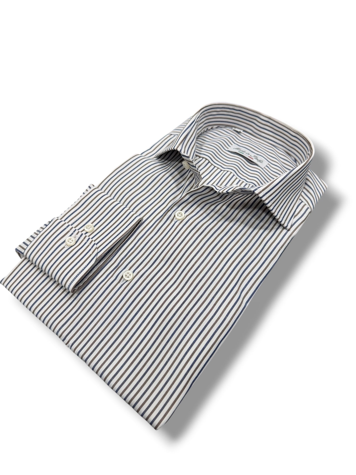 Camicia riga blu marrone