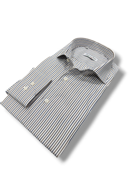 Camicia riga blu marrone