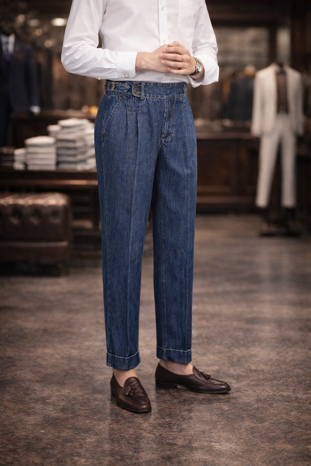 PANT DENIM VITA ALTA BLU NAVI